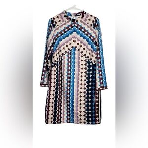 NEW Donna Morgan Dress Womens Size 10 Multicolor Geometric Pattern Long Sleeve